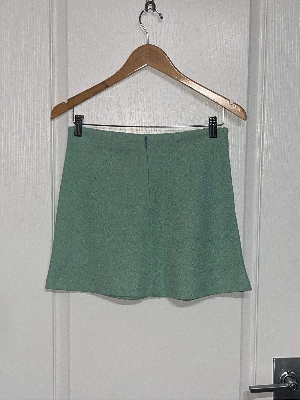 ZARA Aquamarine Turquoise Teal Green Blue Textured Jacket Tweed Skirt Set Small - Picture 9 of 14